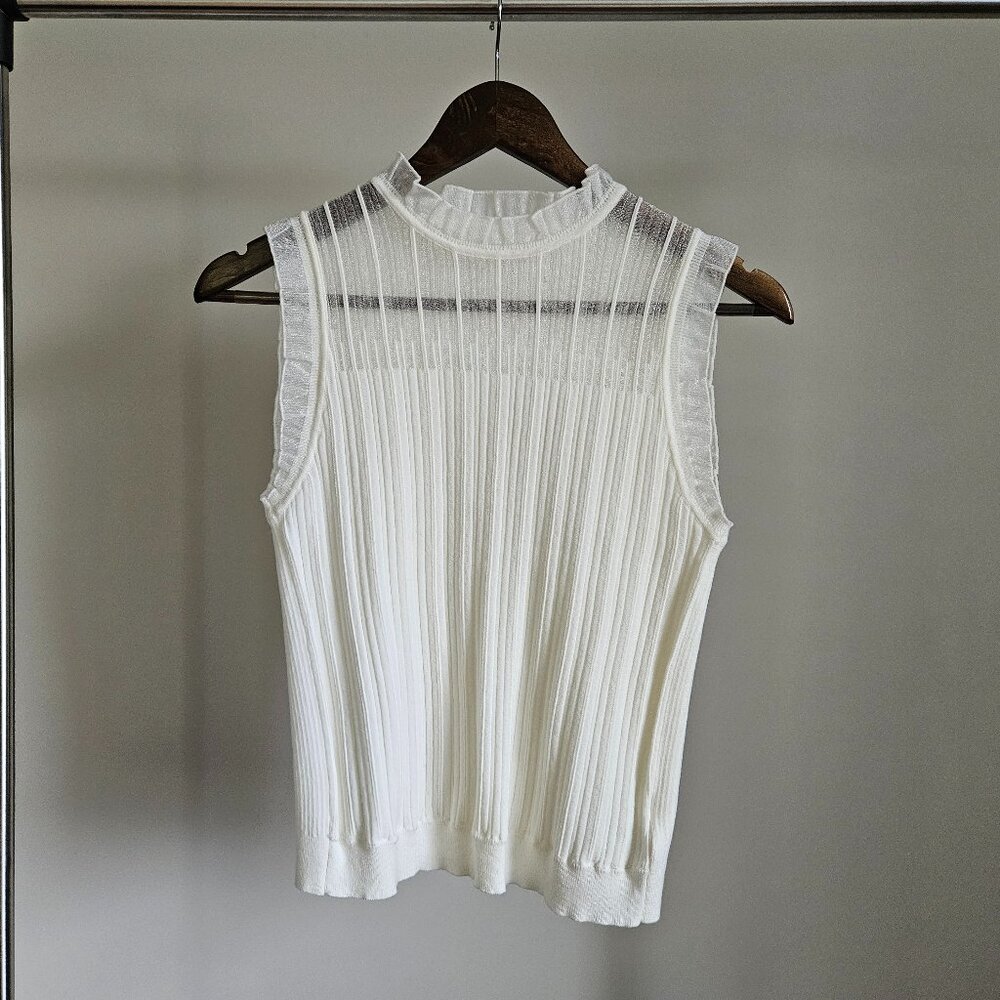 Brand New Goelia Lyocell Wool Blend Mock Neck Knit Top White - M (US 6)